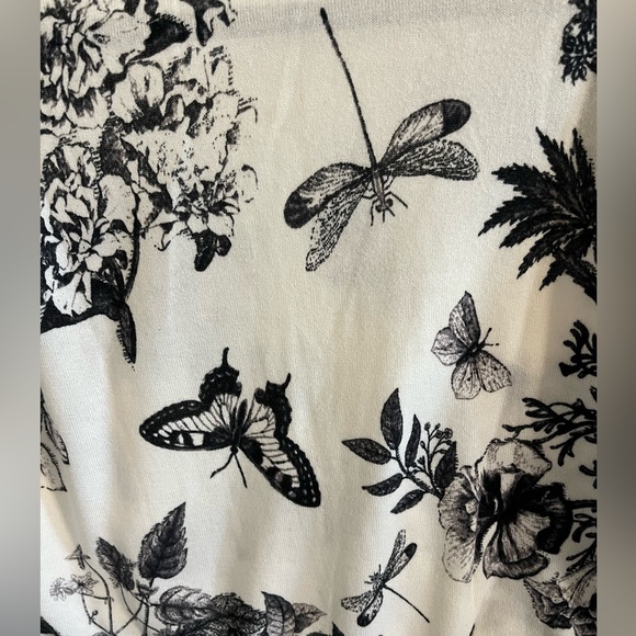 TALBOTS short sleeve lightweight garden sweater in black and off white - Picture 4 of 4